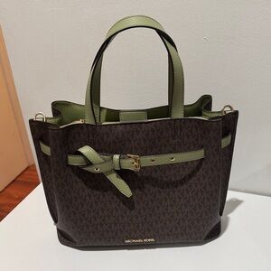 Michael Kors Dark Brown and Olive Satchel